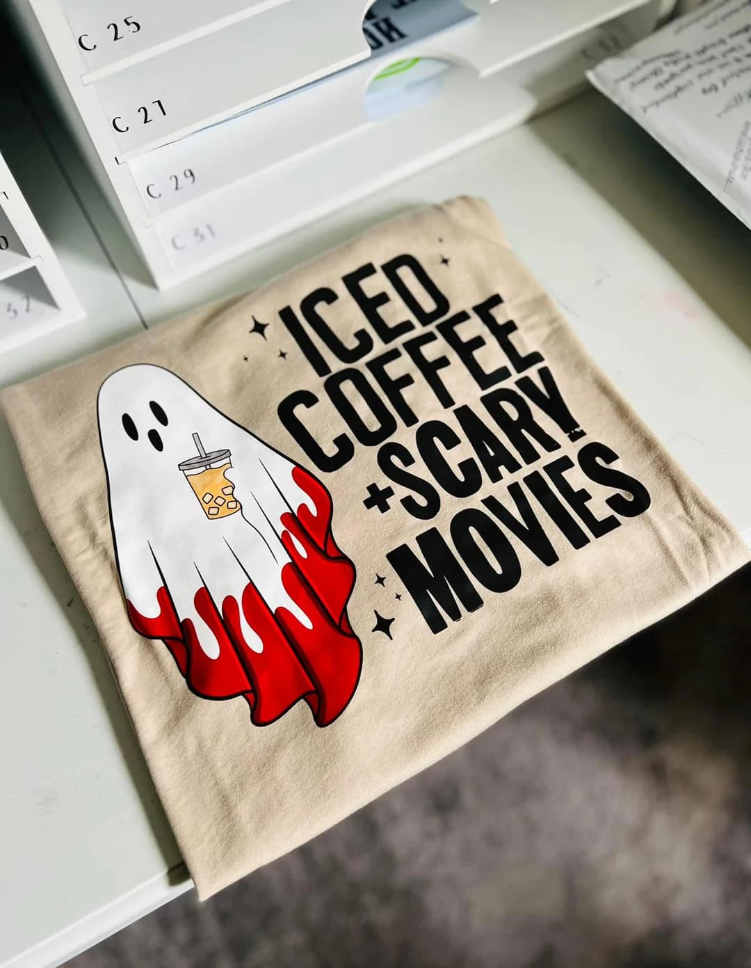 Iced Coffee + Scary Movies TEE SHIRT